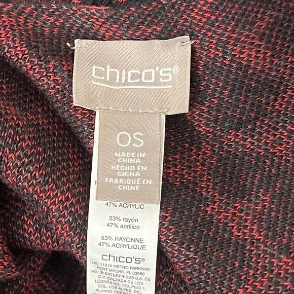 Chico's Womens Ruana Wrap One Size Red Animal Print Open Front Poncho - Picture 4 of 5